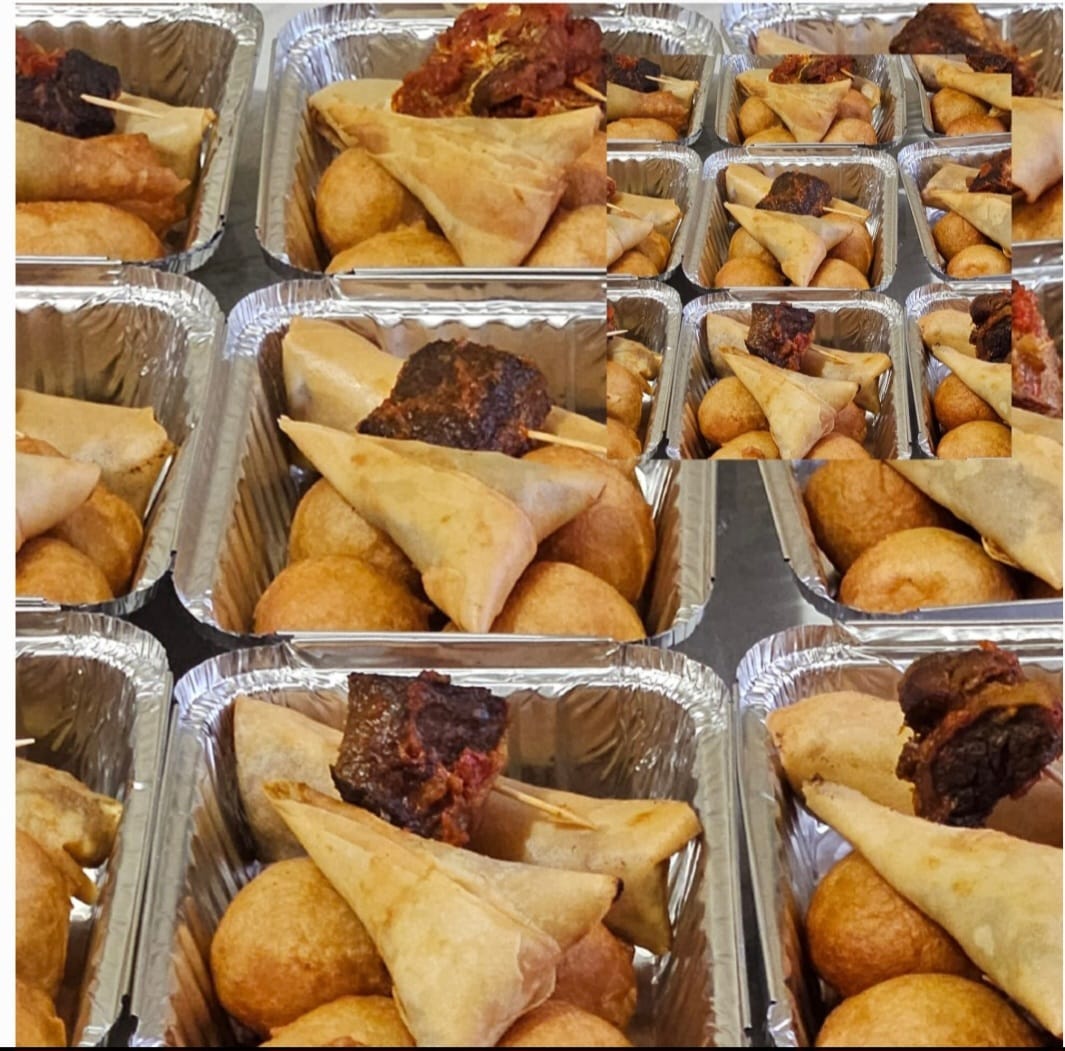 Party trays of Nigerian small chops